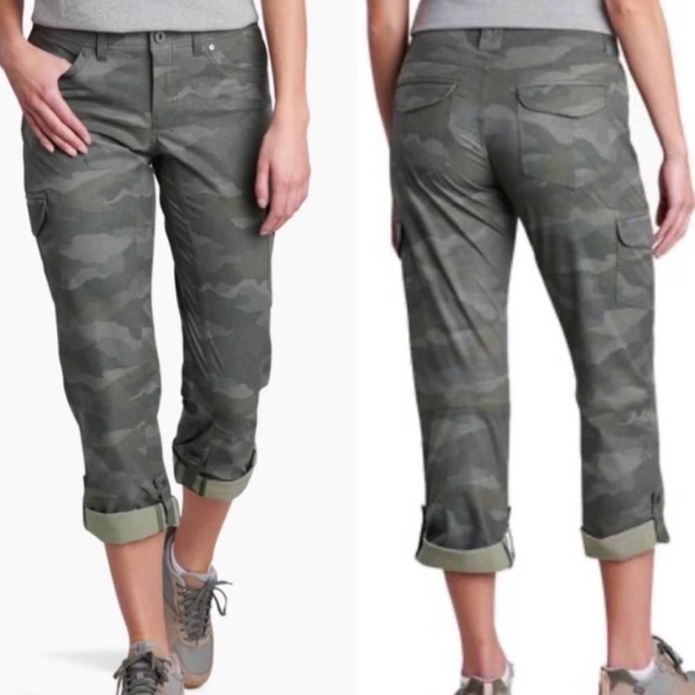 KUHL Freeflex Hiking Roll-Up Convertible Pants Olive Camo‎ 4